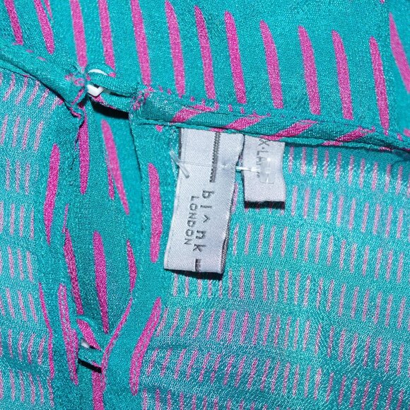 Anthropologie Bl-nk London Blouse Floral Teal Floral Long Sleeve Top Size:XL - Picture 4 of 7